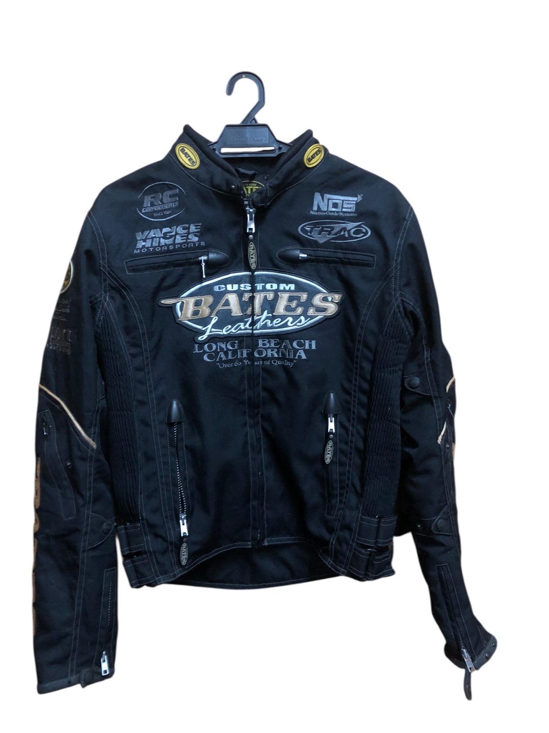 BATES レザー ジャケット ロングビーチ カリフォルニア Bates Long Beach California Bikers Padded Motorcycle Jacket - Etsy