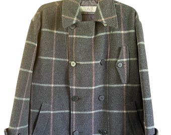 Kent & Curwen Wool Double Breast Check Plaid Jacket