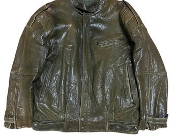 Meme Homme Patina Leather Riders Bikers fleece Lined jacket