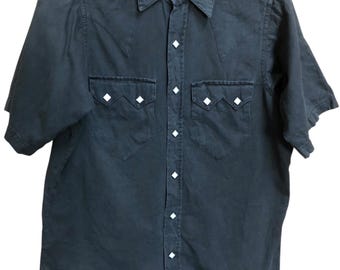 Vintage 70's Tru-west Rockmount Ranch Wear Cobalt Blue Western