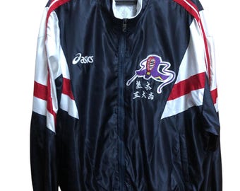 Vintage 90s Asics Japan Windbreaker Jacket Medium Asics Multicolor