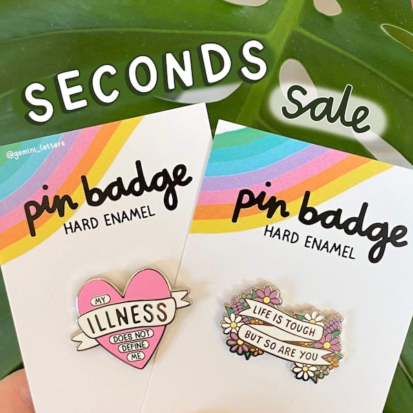 VENTA DE SEGUNDOS - La vida es dura, pero también lo eres tú Insignia de pin de esmalte - Pin de cita positiva y de salud mental - Con descuento, pequeñas imperfecciones