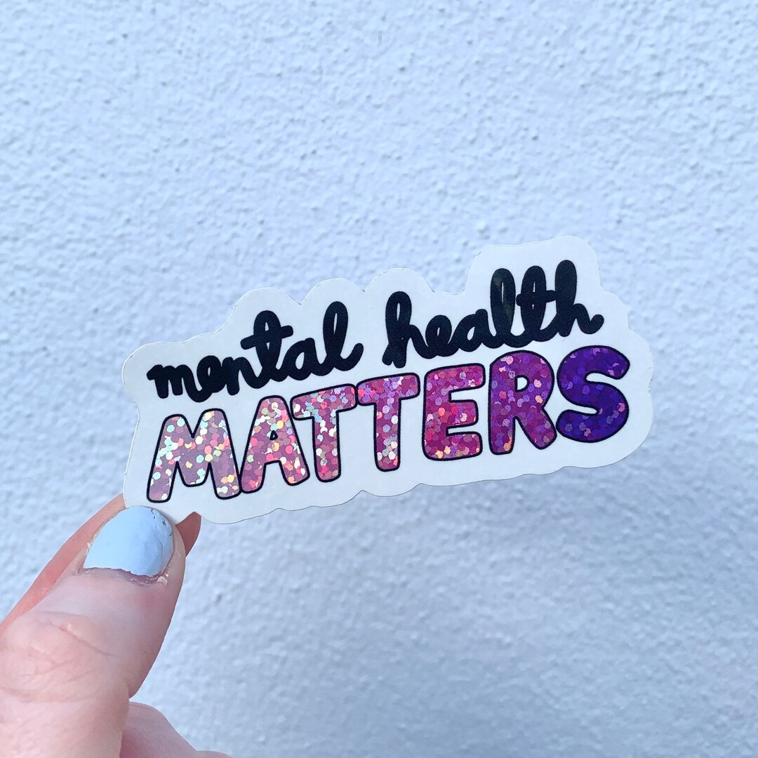 Mental Health Matters Vinyl Glitter Sticker Pink & Purple Mental Health ...