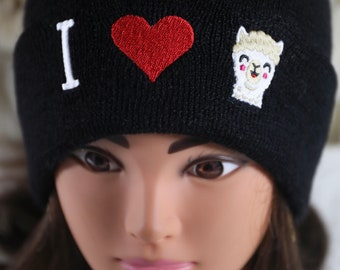 I LOVE ALPACAS winter hat/Winter hat that has I Love Alpaca/Winter alpaca hat/alpaca winter hat