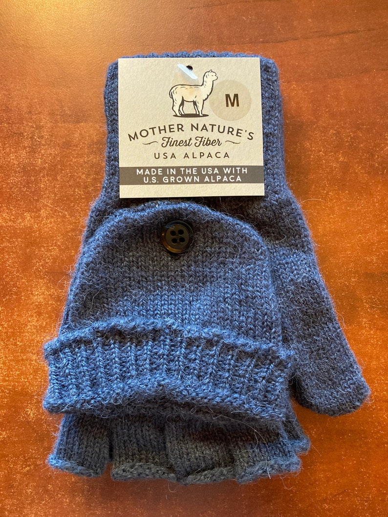Alpaca Glitten/Half Finger Winter Gloves/NEAFP Processed Steel Blue