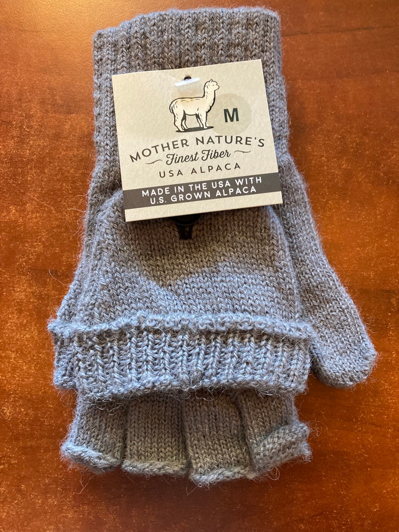 Alpaca Glitten/Half Finger Winter Gloves/NEAFP Processed Light Gray