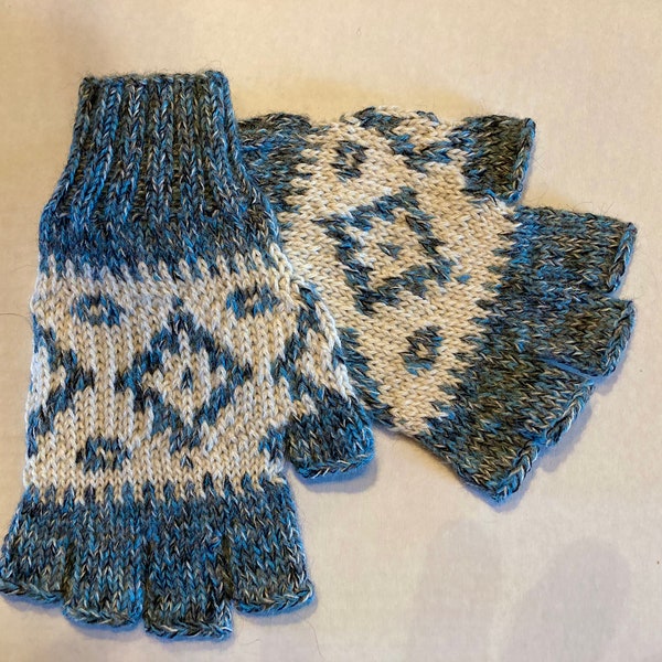 Dallas Pattern Half Finger Alpaca Gloves/100% Alpaca Half Finger Gloves