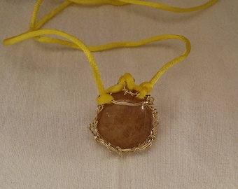 Golden Rutilated Quartz Pendant Necklace