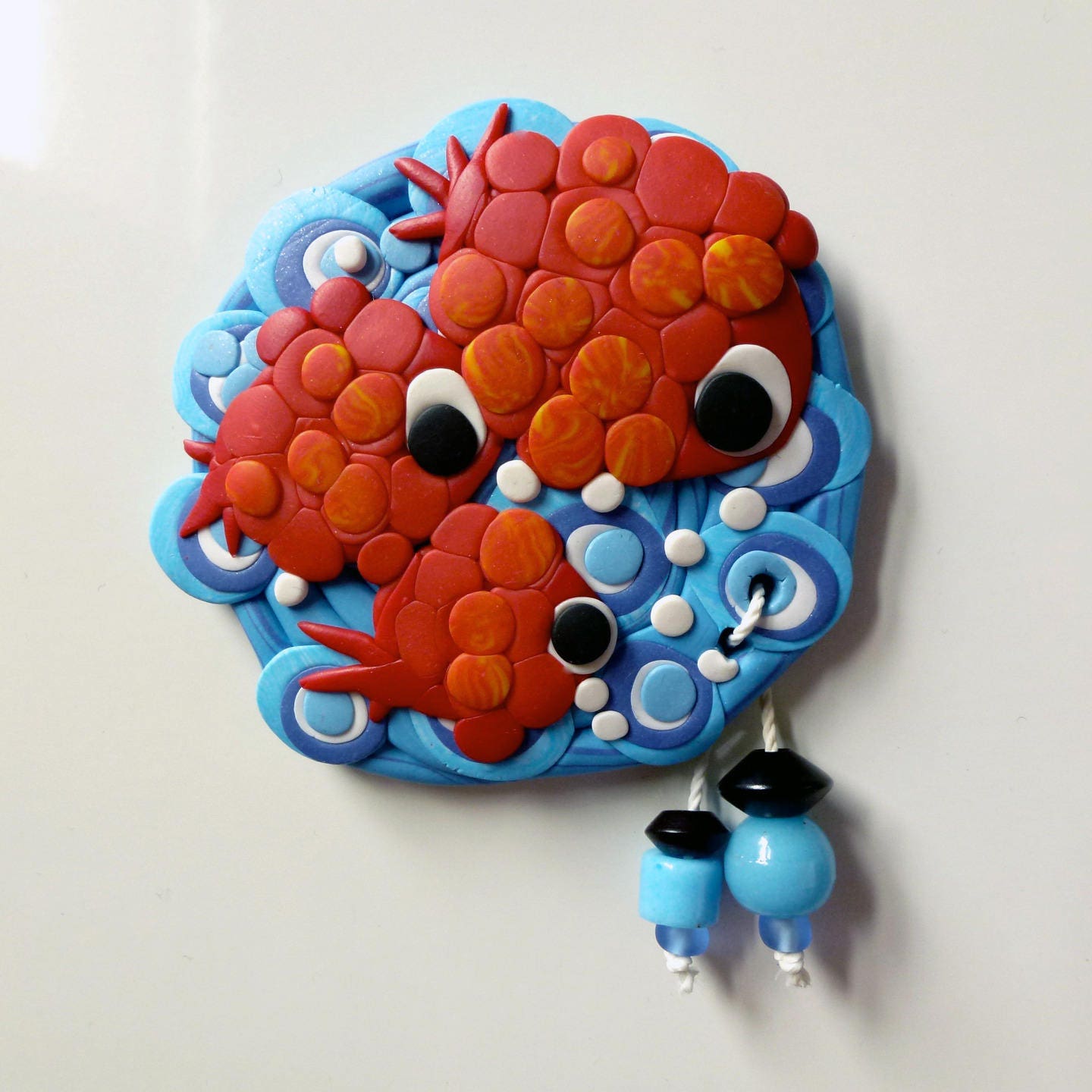 Magnet Petits Poissons Rouge Bleu en Fimo