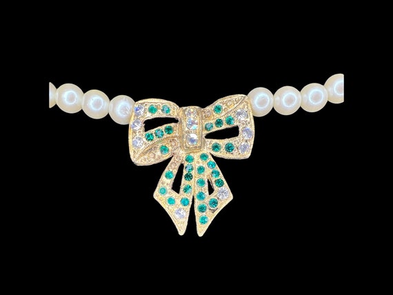 Vintage Signed RICHELIEU Rhinestone and Pearl Nec… - image 3