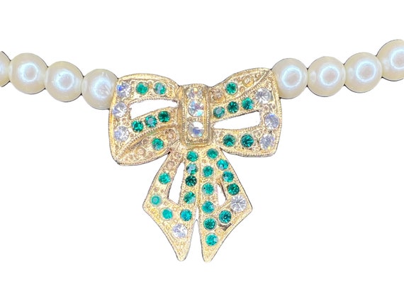 Vintage Signed RICHELIEU Rhinestone and Pearl Nec… - image 1