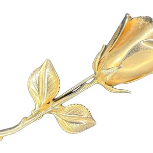 Vintage Gold Rose Enamel Floral Brooch