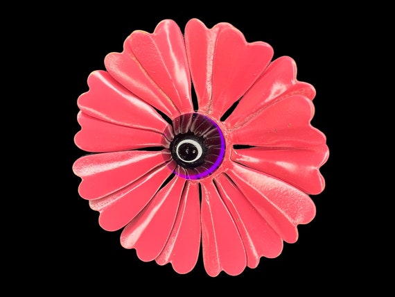 Vintage Pink & Purple Enamel Floral Brooch - image 2