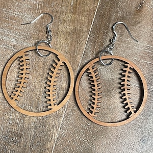 Baseball Wooden Earrings
