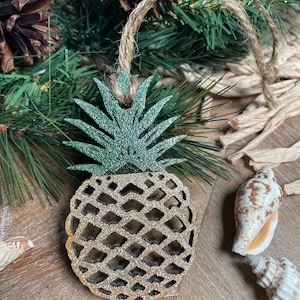 Pineapple Wooden Sparkling Christmas Ornaments