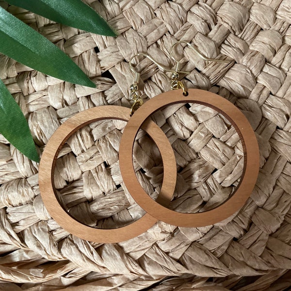 Santorini Wooden Circle Earrings