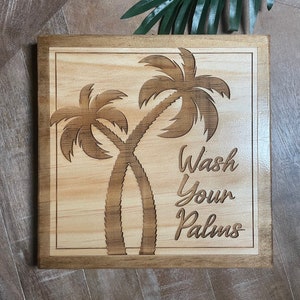 Wash Your Palms Wooden Bathroom Wall Decor