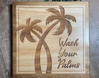 Wash Your Palms Wooden Bathroom Wall Decor