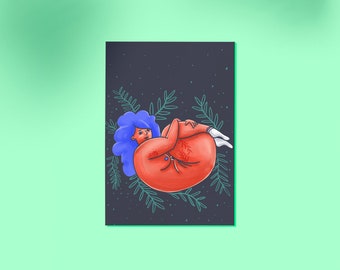 Carte postale - En position foetale
