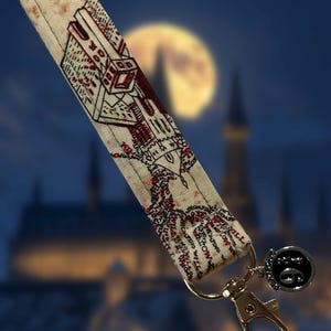 Porte-clés avec bracelet carte du maraudeur - Porte-clés Je le jure solennel - Porte-clés de 15 cm (6 po.) inspiré d'Harry Potter - Cadeau malfaisant