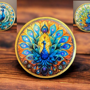 Peacock knobs, Drawer handles, Dresser Handles, Furniture knobs, wooden handles, up-cycling knobs. Blue knobs, Blue dresser pulls