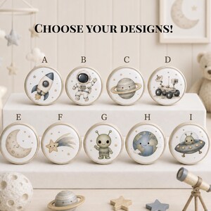 Space knobs: Light Beige Handles. Handcrafted knobs. Space dresser pulls image 4