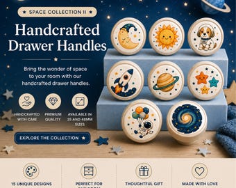 Handcrafted Space Drawer Knobs | Cosmic Explorers Collection | Children's Bedroom Handles | Nursery Furniture Knobs