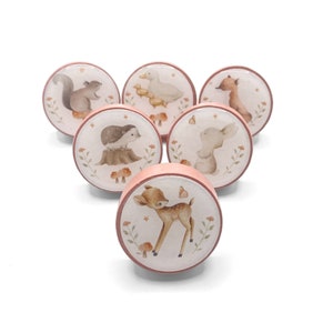 Woodland Animal knobs, Pink Drawer knobs,*price per knob,35mm Dresser Handles, wooden Furniture knobs,Furniture accessories, Dresser pulls