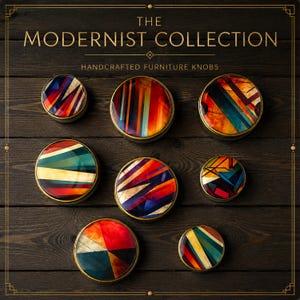 Abstracte houten knoppen: kleurrijke gouden accent ladekastgrepen. Prijs is per knop