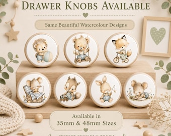 Woodland knobs: Light Beige Handles. Handcrafted knobs. Forest Animal dresser pulls