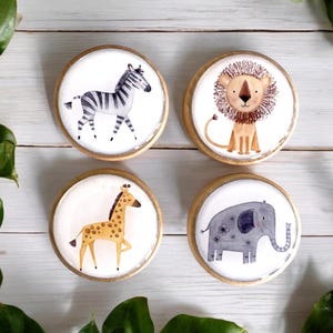 Jungle animal knobs, safari handles, Dresser Handles, Nursery Furniture, Drawer Handles, 35mm wooden knobs,PRICE PER KNOB. Safari knobs.