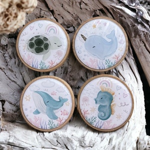 Sea animal knobs, wooden sea Knobs, *price per knob,, Dresser Handles, Nursery Furniture, Drawer Handles, Bedroom knobs, Drawer pulls.