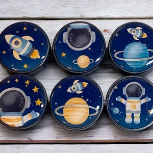 Space knobs, Rocket knobs, Kids knobs, *price per knob,Dresser Pulls, Navy blue Drawer Handles, Cabinet knobs , wooden handles.