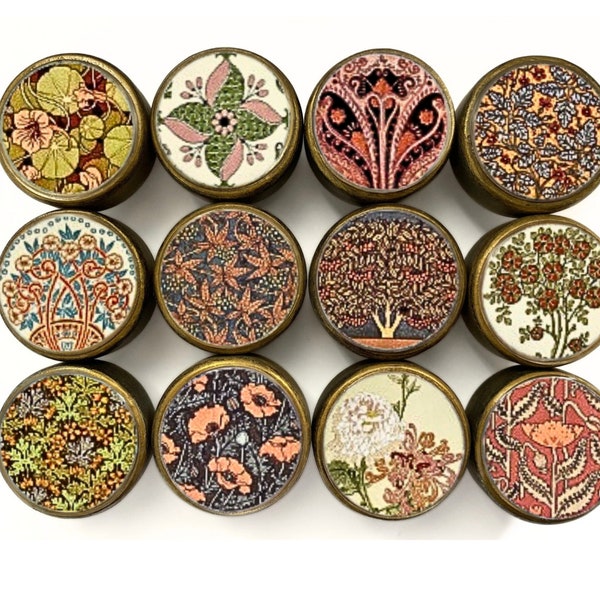 Ladeknoppen bloemenart nouveau: gouden dressoirgrepen, 35 mm. Prijs is per knop