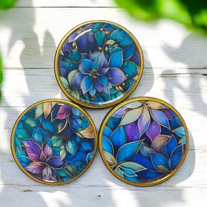Peacock Floral Drawer knob handles ,Gold Dresser Handles, Furniture knobs, wooden handles, up-cycling knobs. Blue knobs, Blue dresser pulls