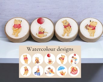 Winnie the Pooh furniture handles, Children&#39;s knobs,*price per knob, Dresser Handles, Nursery Furniture, , wooden Handles, drawer Pulls,