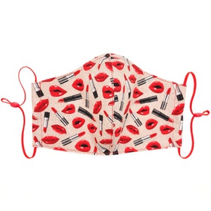Lips Print Cotton Mask with Nose Wire and Filter Pocket