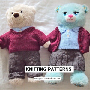 SAVE!! KNITTING PATTERNS Instant download PDFs boy and girl bear school uniform compatible with Build A Bear teddies teddy clothes clothing