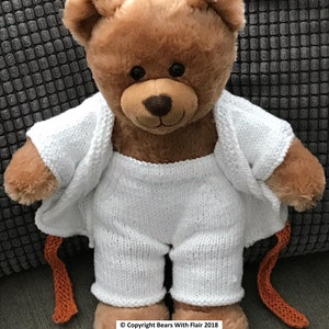 KNITTING PATTERN Instant download PDF bear karate outfit fits compatible with Build a Bear teddy teddies clothes clothing image 4