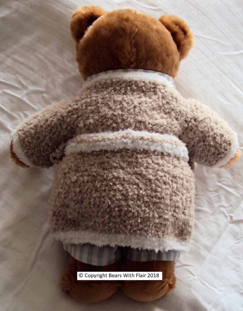 KNITTING PATTERN Instant download PDF bear dressing gown fits compatible with Build a Bear teddy teddies clothes clothing image 4