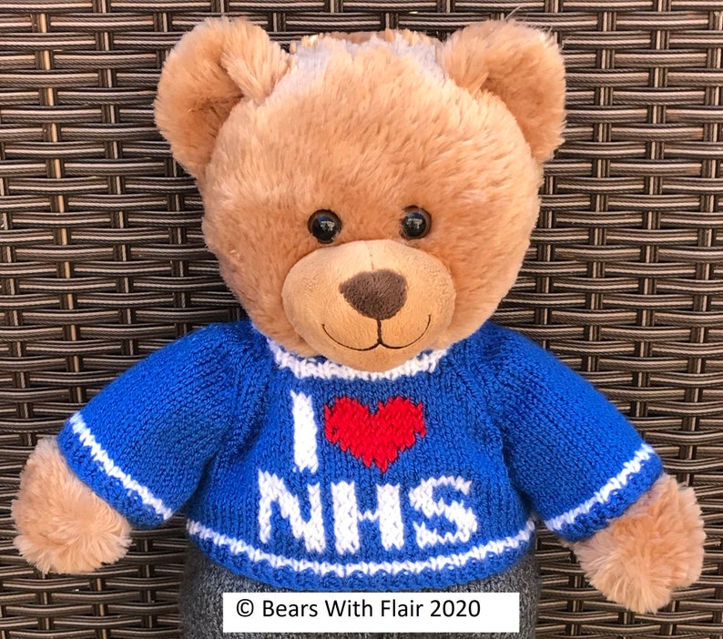I Heart NHS jumper knitting pattern for charity bear clothing | Etsy