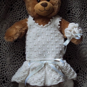 KNITTING PATTERN Instant download PDF bear wedding dress and posy fits compatible with Build a Bear teddies teddy clothes clothing image 4