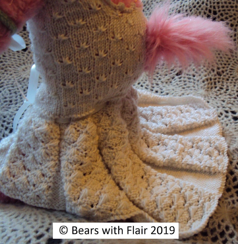 KNITTING PATTERN Instant download PDF bear wedding dress and posy fits compatible with Build a Bear teddies teddy clothes clothing image 7