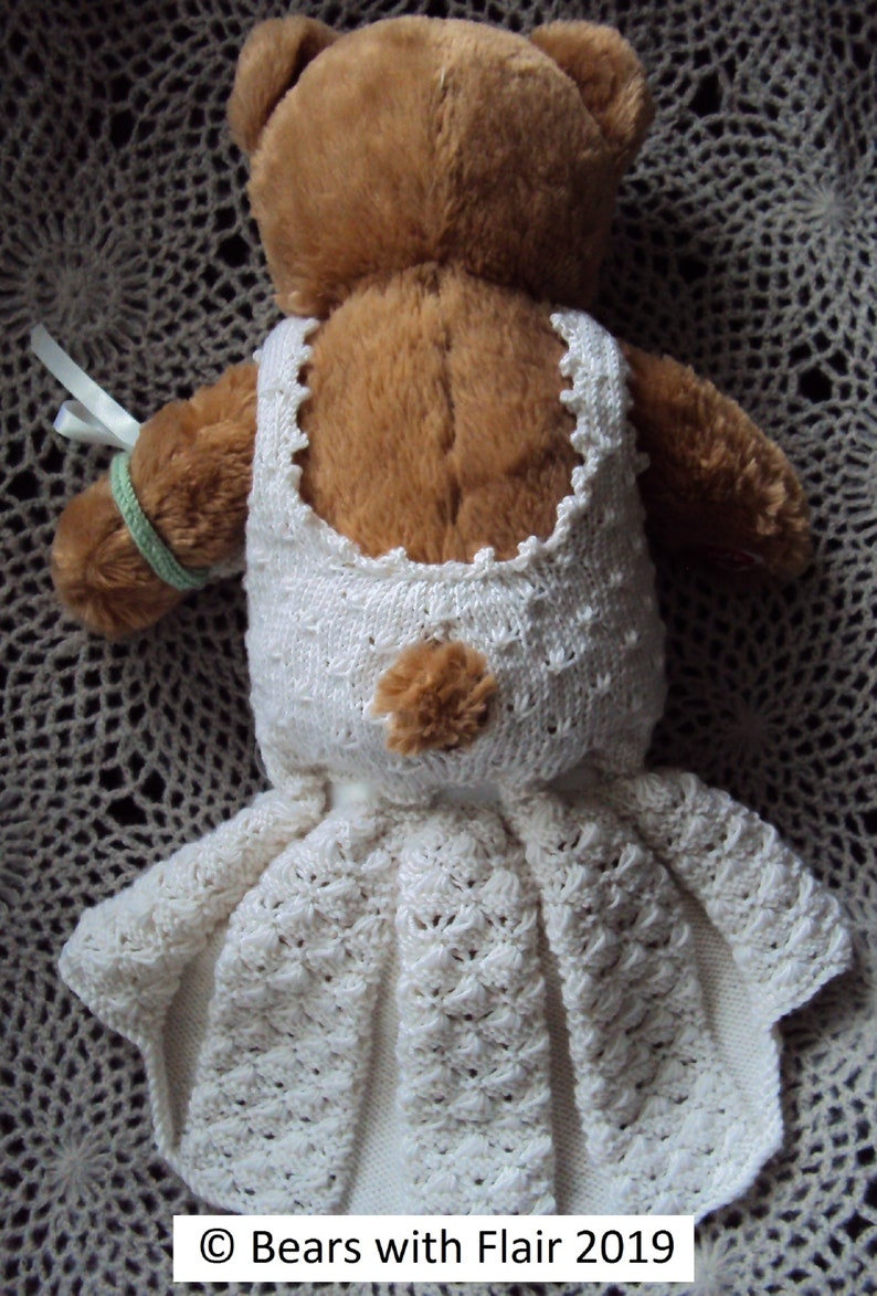 KNITTING PATTERN Instant download PDF bear wedding dress and posy fits compatible with Build a Bear teddies teddy clothes clothing image 3