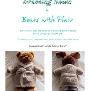 KNITTING PATTERN Instant download PDF bear dressing gown fits compatible with Build a Bear teddy teddies clothes clothing image 2