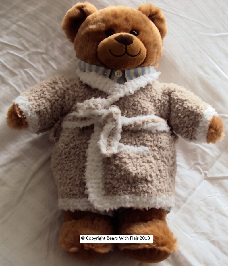KNITTING PATTERN Instant download PDF bear dressing gown fits compatible with Build a Bear teddy teddies clothes clothing image 3