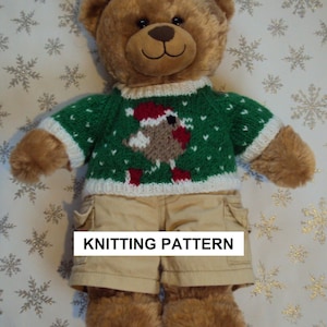 Bear Christmas Jumper Knitting Pattern: Robin Sweater, Build-A-Bear Clothes (PDF Pattern)