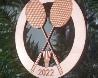 Badminton tree ornament customizable made from 3.25 inch birch plywood