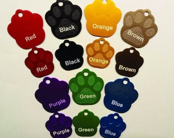 Paw Print Aluminum Tags Laser Engraved Pet Identification