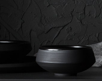 Small Snack/Rice bowl | Matte Black Dinnerware | Handmade Pottery | collection ECLIPSE